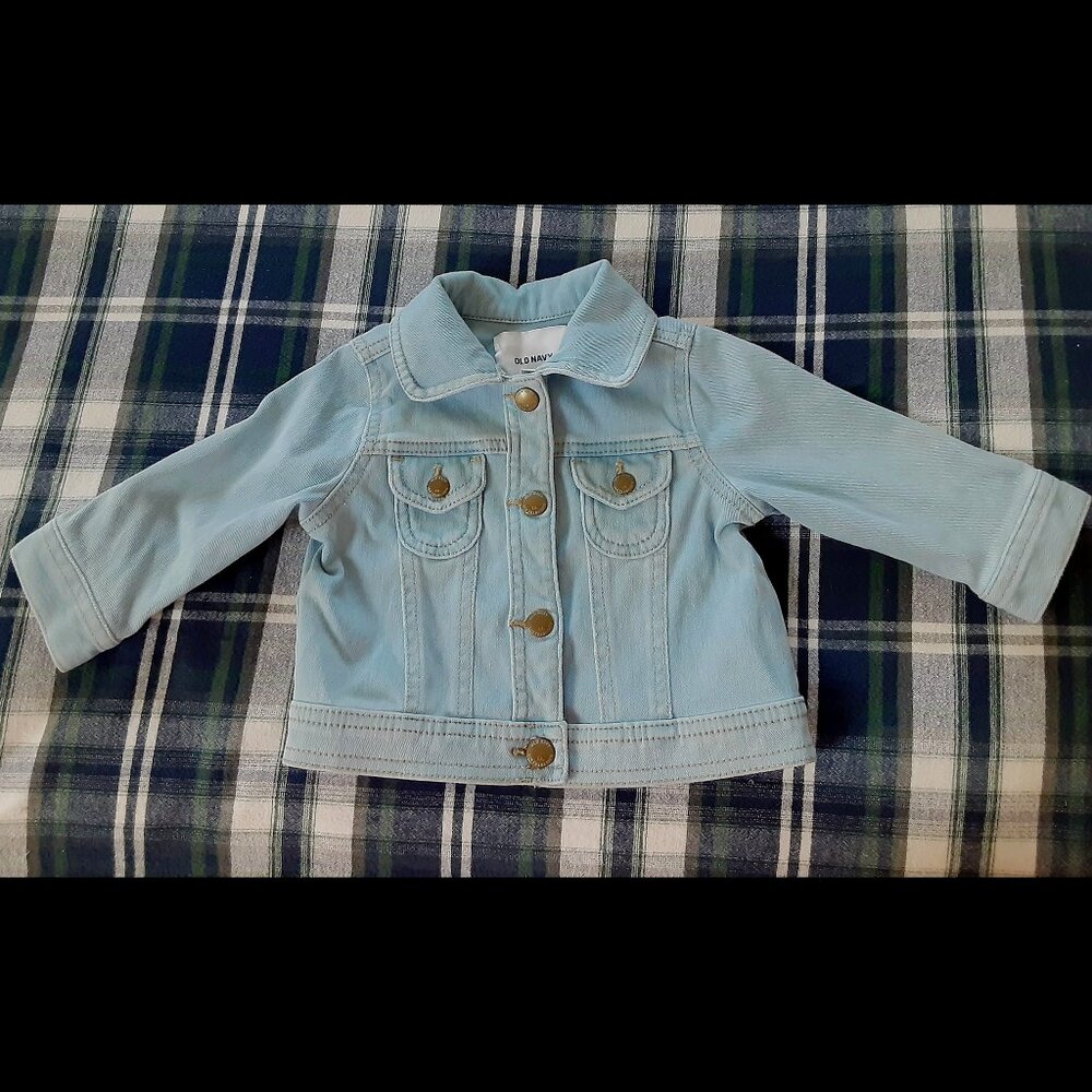 Pastel Blue Soft Denim Jean Snap Baby Toddler Size 12 18 months Tucker Jacket